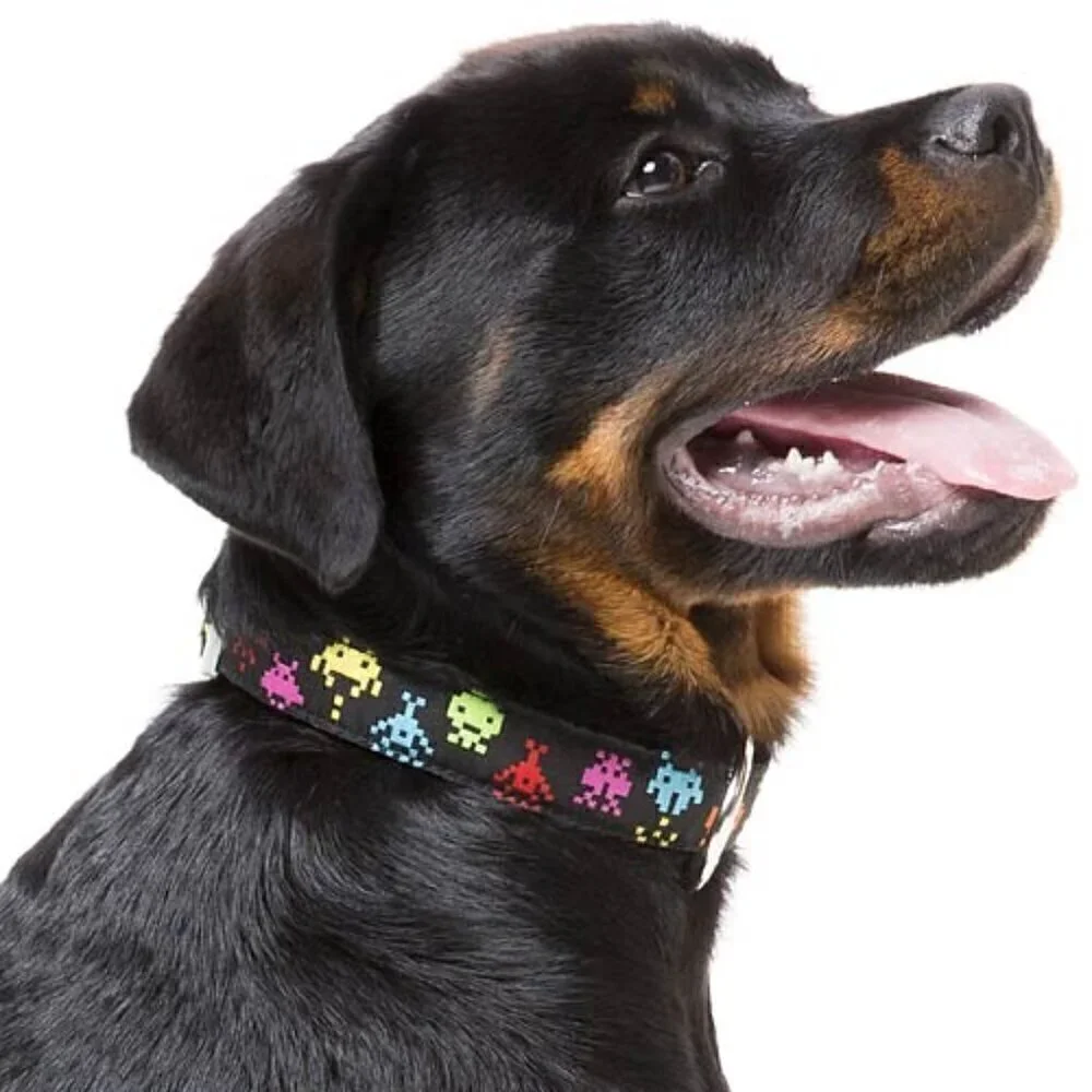 Fuzzzyard space invaders small dog collar NWT
